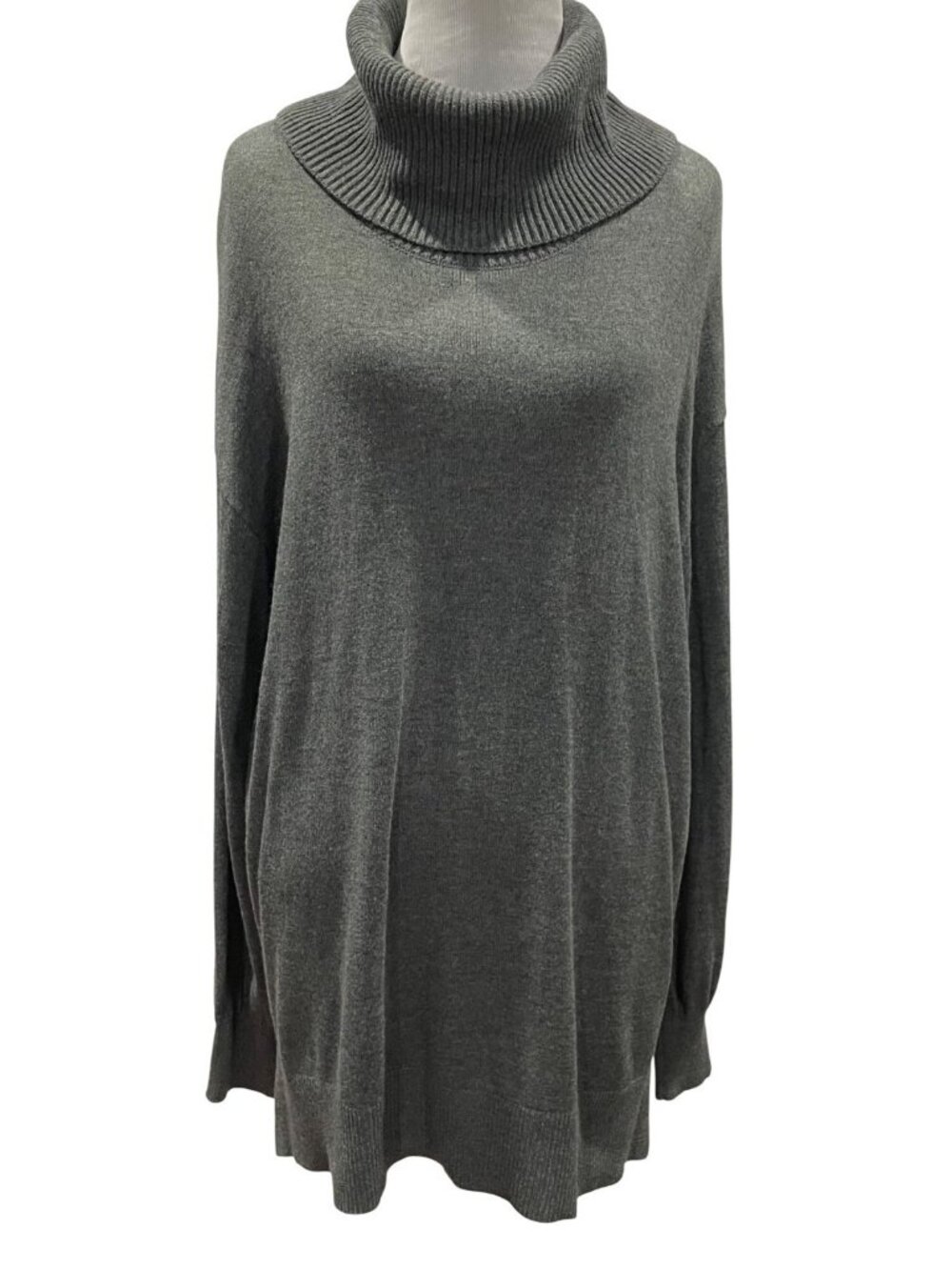 Loft Hi Low Cowl Neck Sweater L Gray Pullover Oversized Lagenlook Fairy Grunge